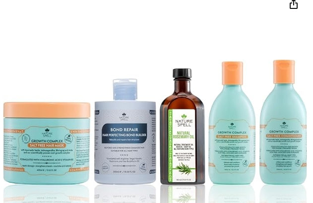 Coffret cadeau Nature Spell Soins Capillaires Héros : Shampoing et après-shampoing, masque capillaire, soin fortifiant et huile de romarin pour la pousse des cheveux, 5 produits Visitez la boutique Nature Spell