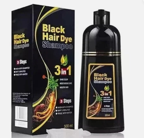 Coloration capillaire 3 en 1 à base de plantes, shampoing noir instantané pour femmes et hommes, 500 ml, naturel