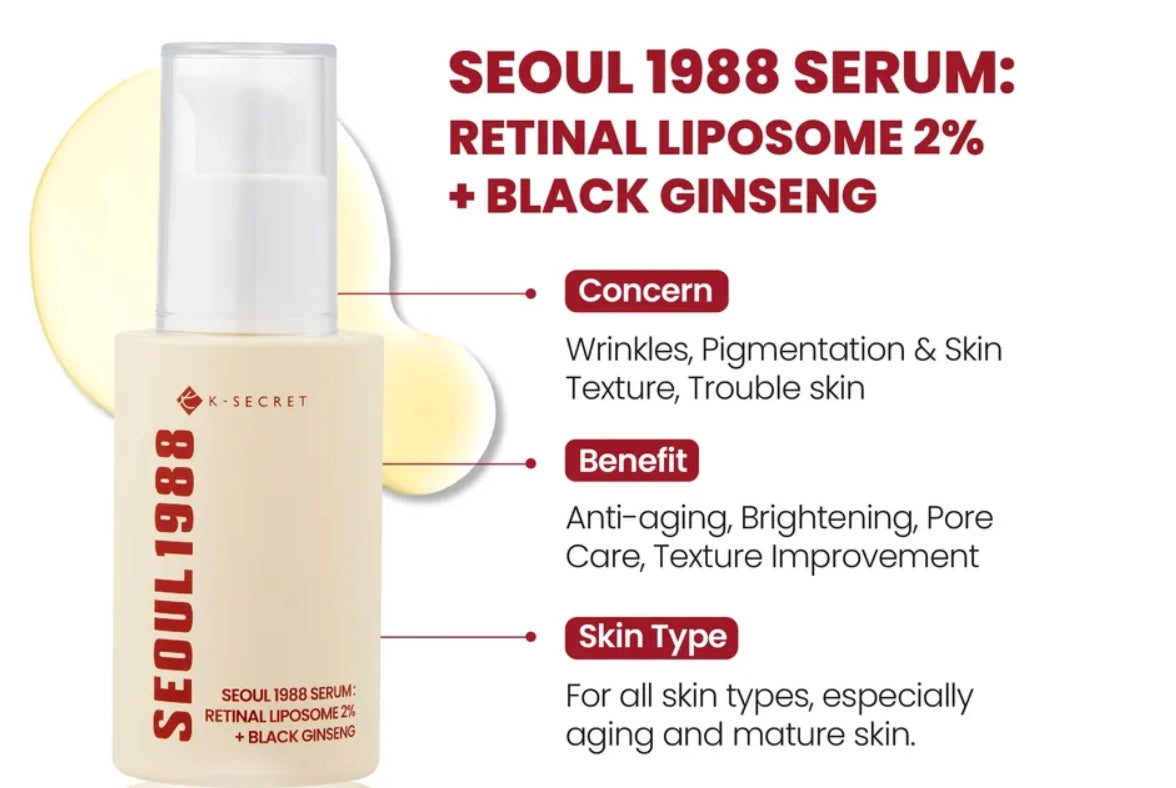 KSECTEREC SEOUL 1988 Serum : Retinal Liposome 2% + Black Ginseng - Sérum anti-âge